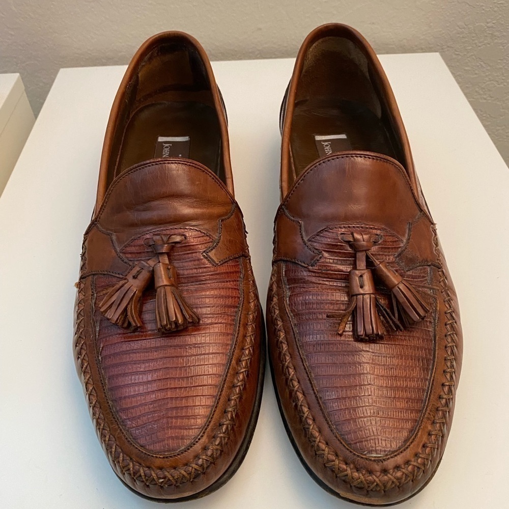 Johnston & Murphy brown leather tassel loafers